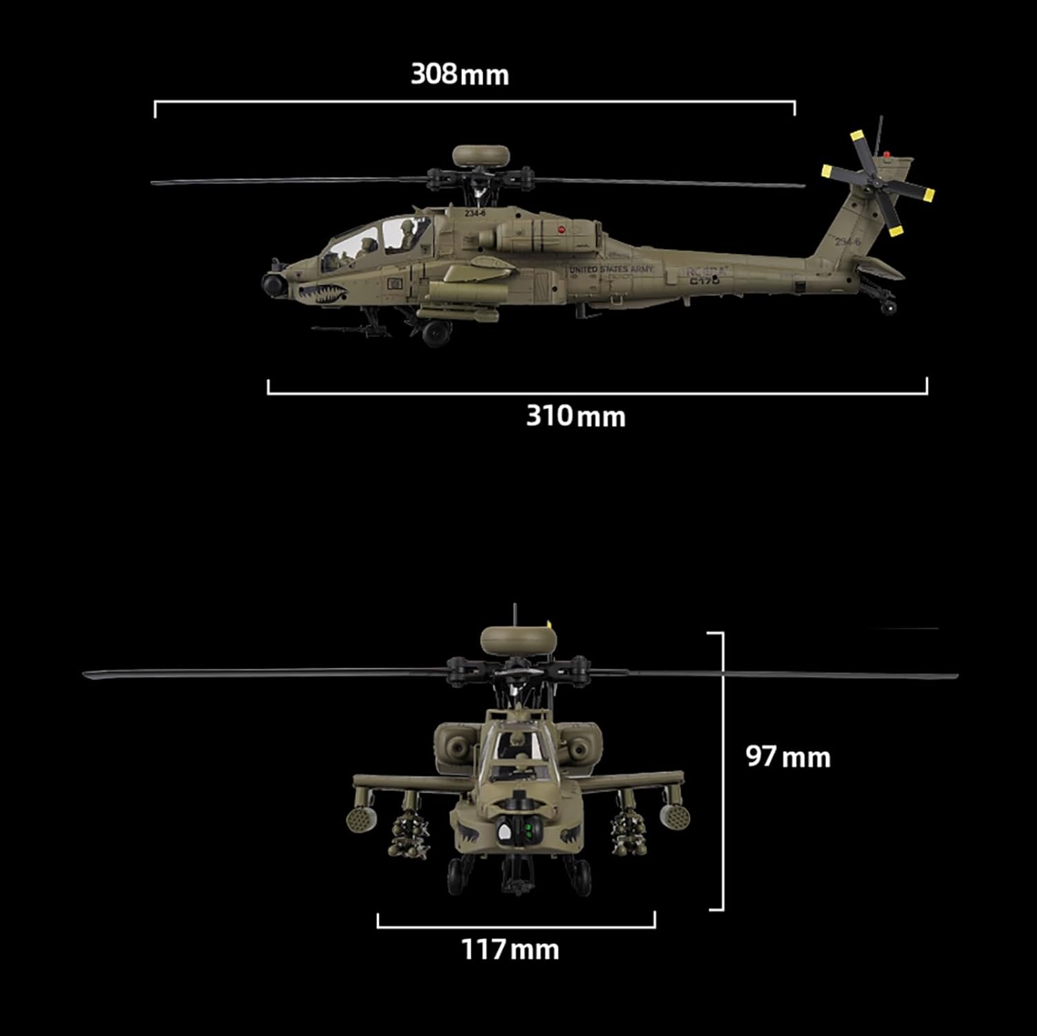 310MM 6CH C170 AH-64D Remote C - огляд і ціна Rc Helicopter Large