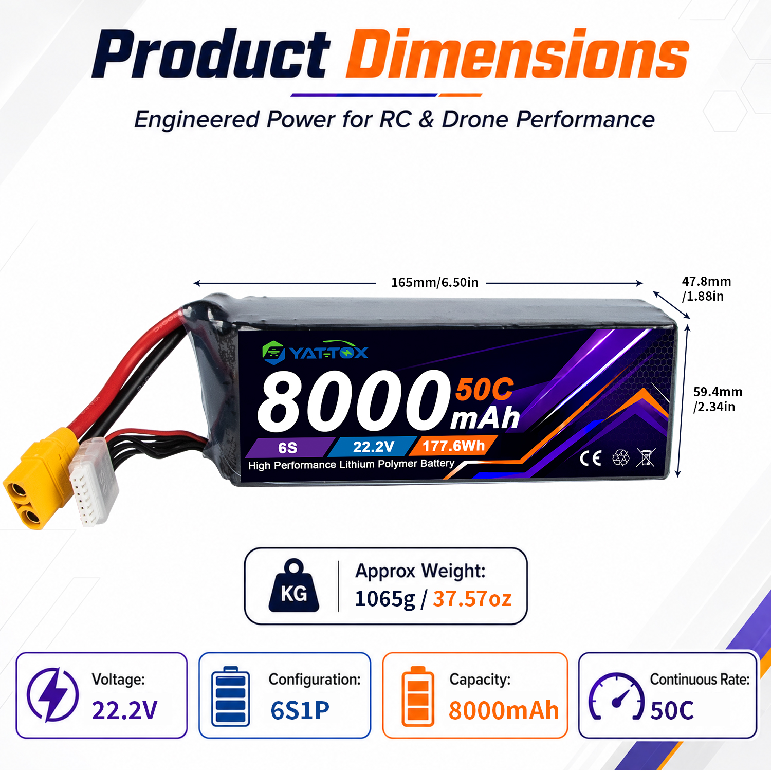 Yattox 6S 8000mAh 50C LiPo Bat - огляд і ціна Rc Helicopter Large