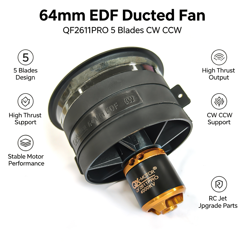 QX-MOTOR 64mm EDF 5 Blades Duc - огляд і ціна Rc Helicopter Blade